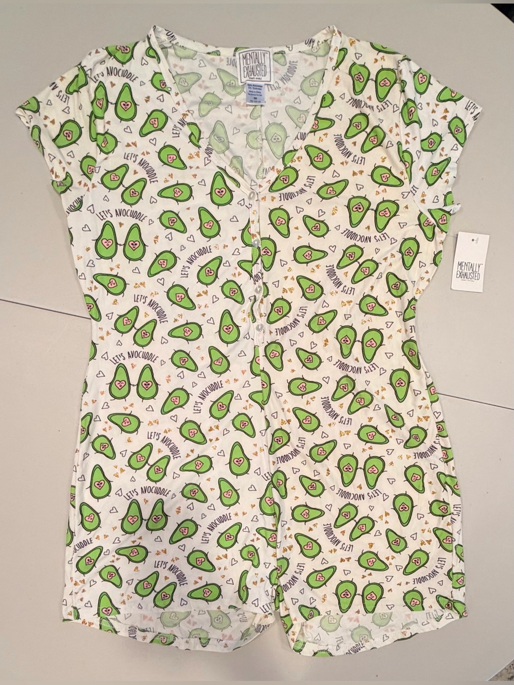 Mentally Exhausted | pajama romper. Size: 3X